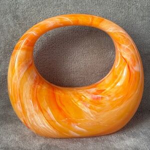 🧡 Acrylic Marble Handbag – Orange Swirl Beauty ✨